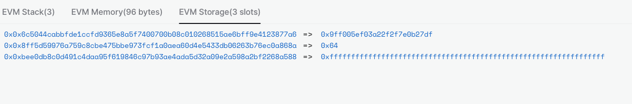 bytecode debugger storage